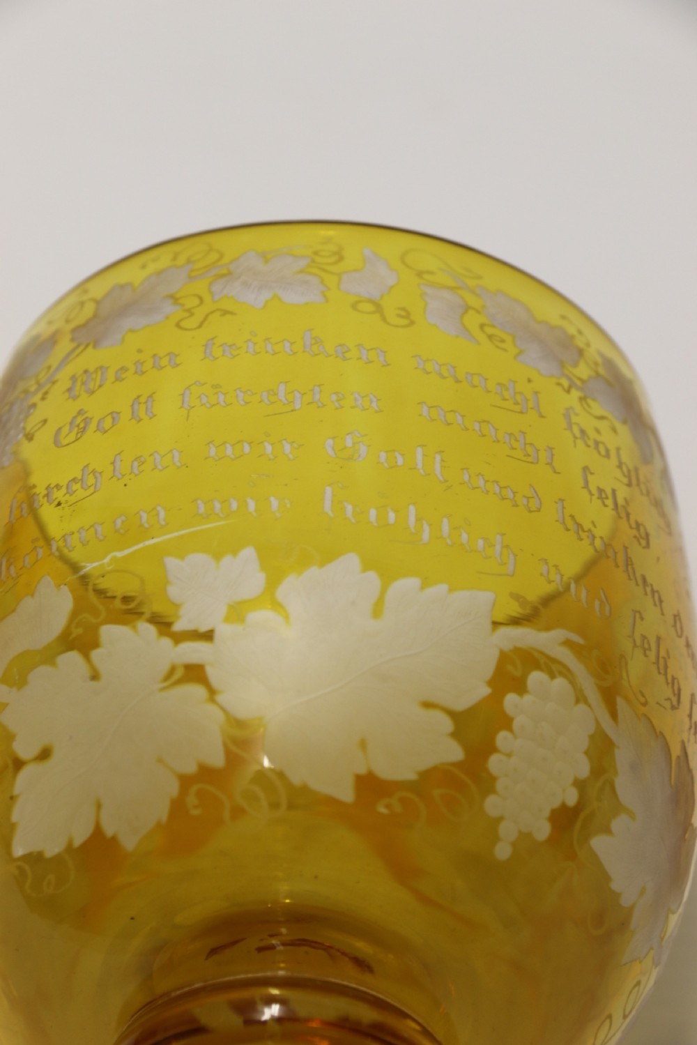 A German Amber Glass engraved Goblet View XIX