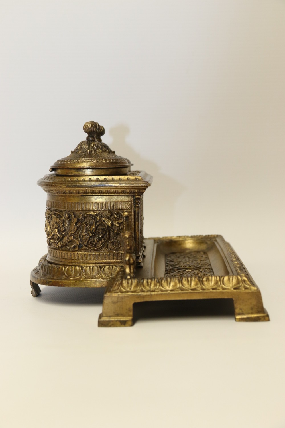 An early 19th century bronze Grecian pen and ink stand View II