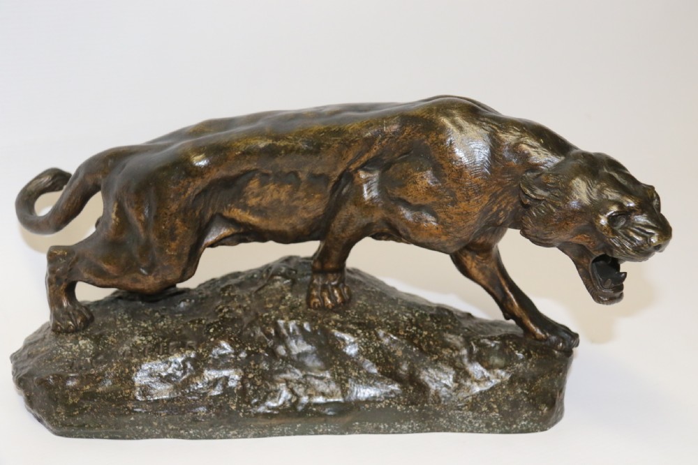 Early 20th century Bronze Panther by T Cartier
