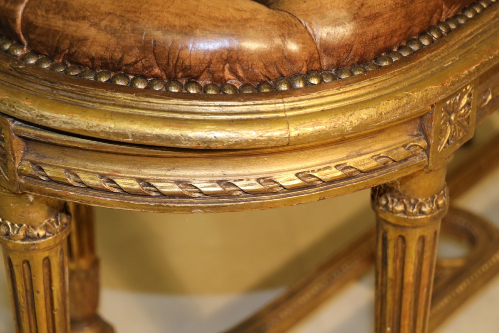 Pair of 19 C French Carved Giltwood Window Seats or Stools  View III