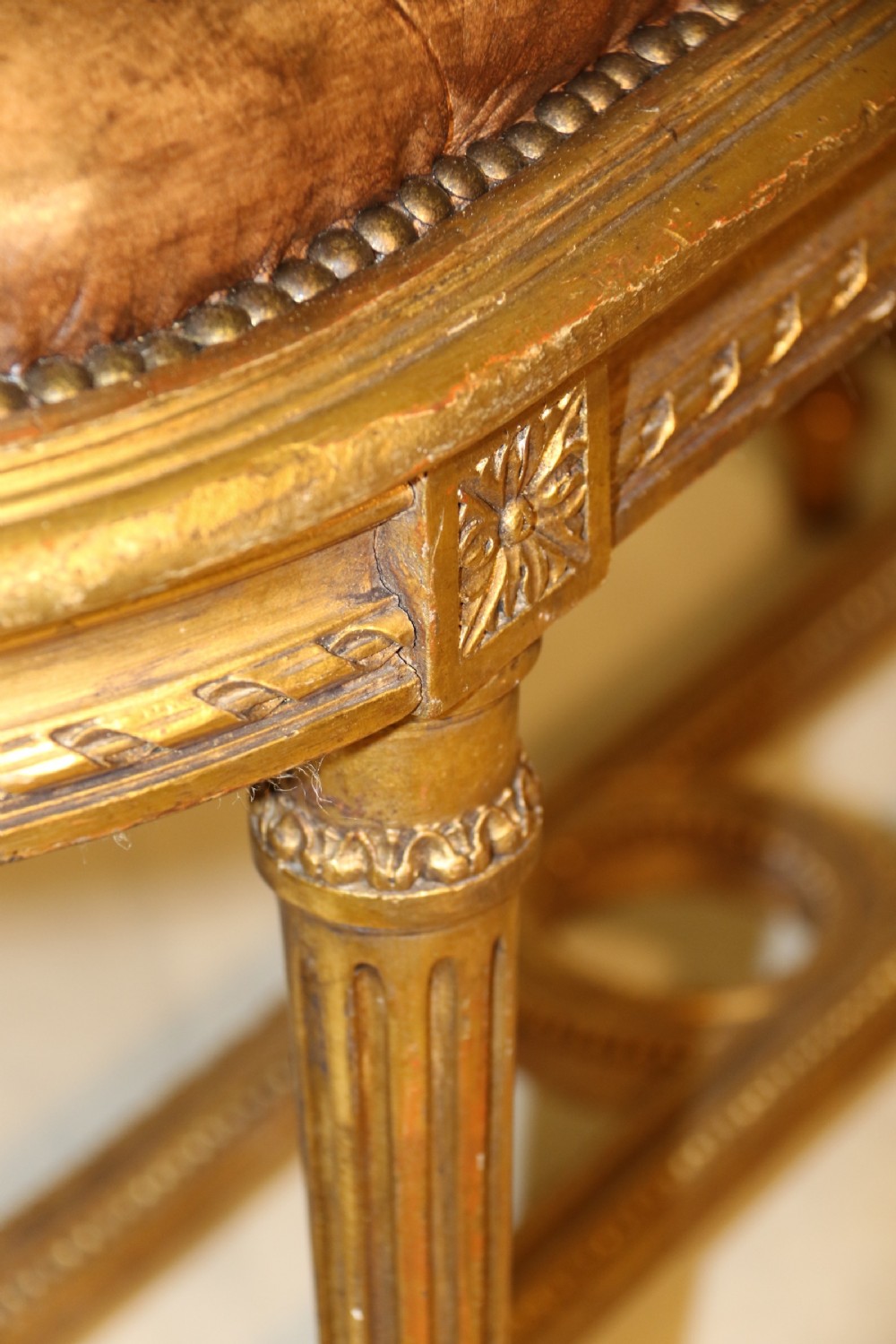 Pair of 19 C French Carved Giltwood Window Seats or Stools  View IV