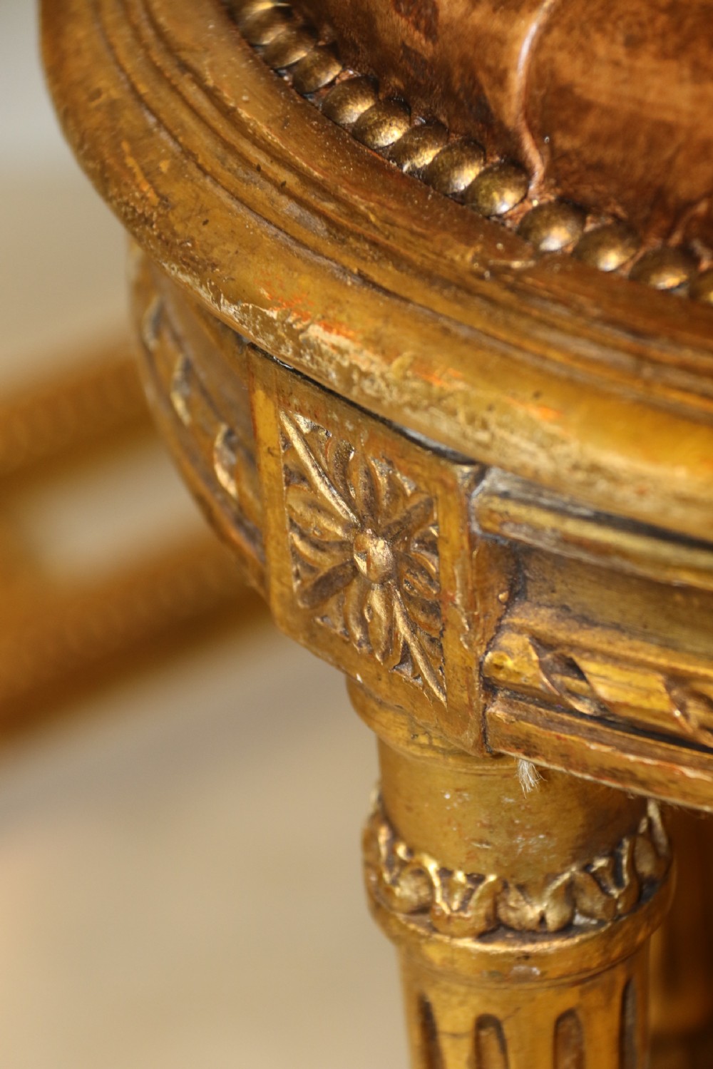 Pair of 19 C French Carved Giltwood Window Seats or Stools  View VII
