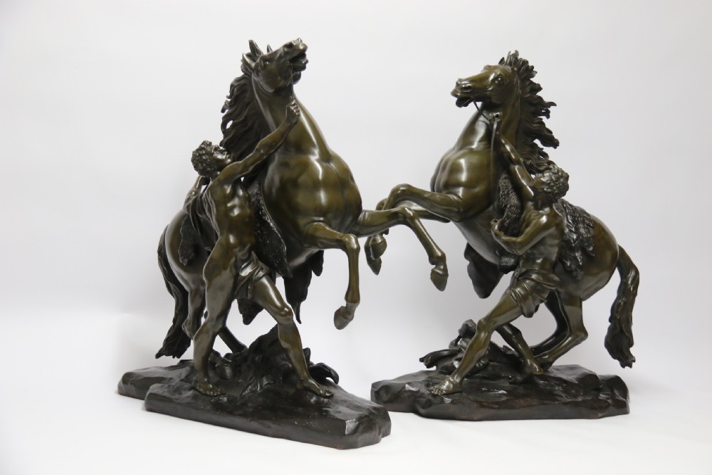 A large pair of bronze Marly Horses after Costou.
 View III