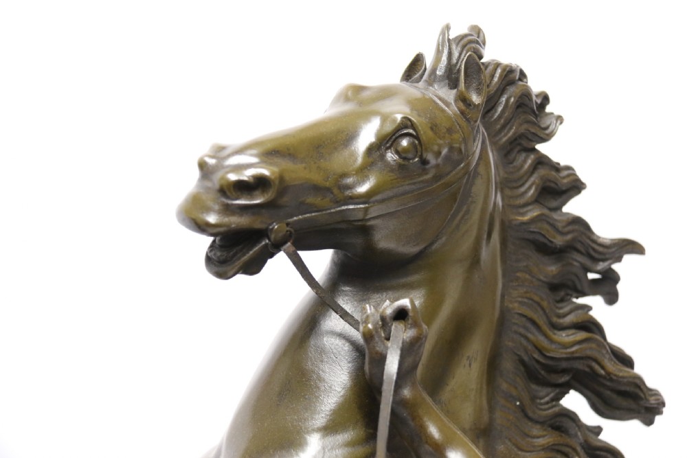 A large pair of bronze Marly Horses after Costou.
 View VI