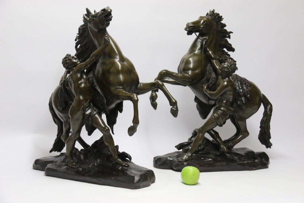 A large pair of bronze Marly Horses after Costou.
 View VII