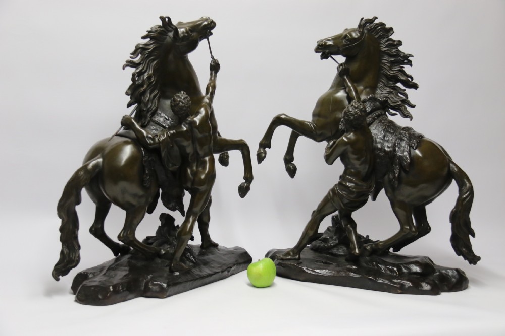A large pair of bronze Marly Horses after Costou.
 View VIII