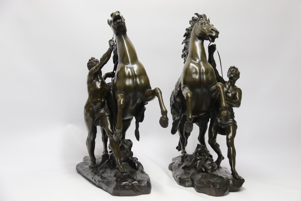 A large pair of bronze Marly Horses after Costou.
 View IX