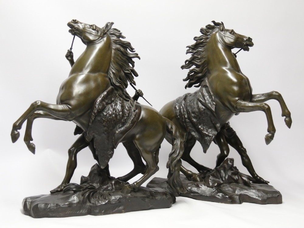 A large pair of bronze Marly Horses after Costou.
 View X