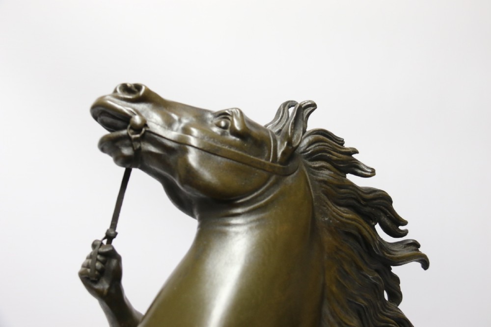 A large pair of bronze Marly Horses after Costou.
 View XVI