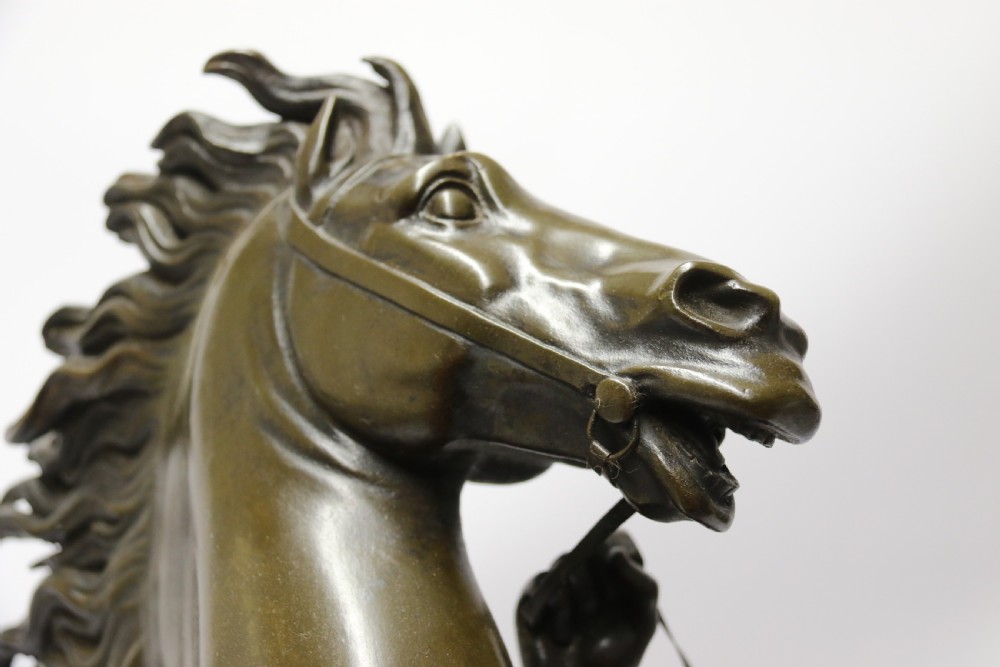 A large pair of bronze Marly Horses after Costou.
 View XXIX