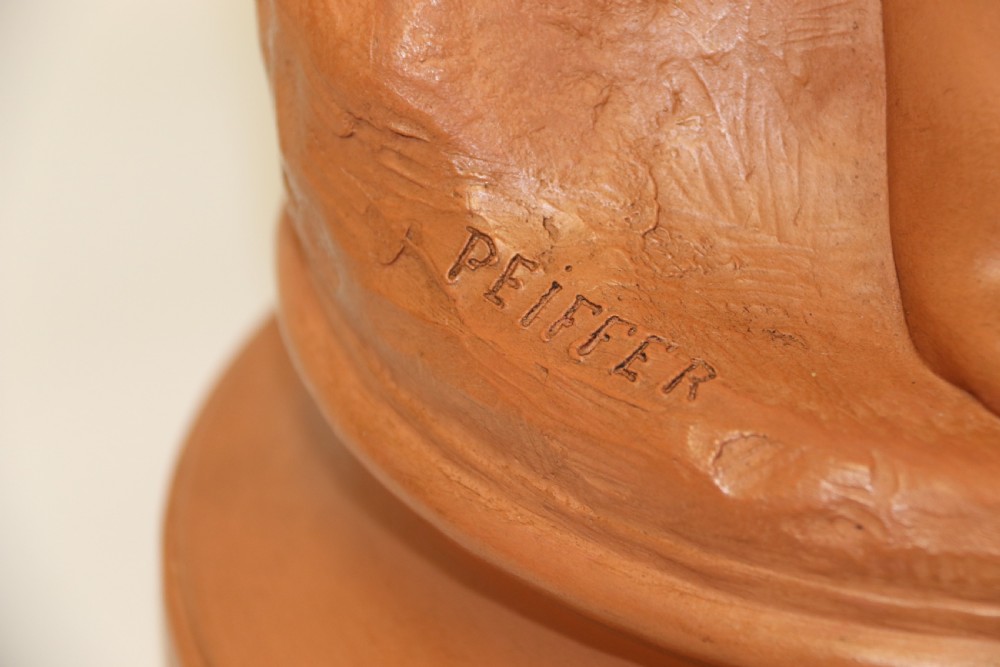 A large 19th C Terracotta figure by Auguste Peiffer View VI