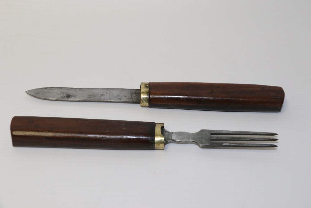 An early 19th C English Military Campaign knife and fork set View II