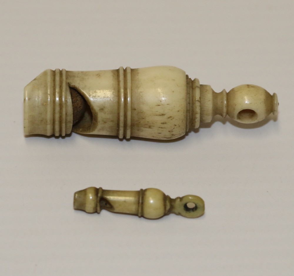 Two French Napoleonic Prisoner of War Bone Whistles