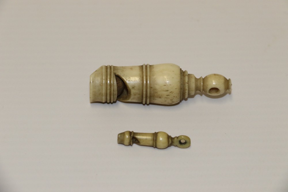 Two French Napoleonic Prisoner of War Bone Whistles View II