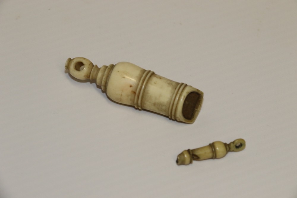 Two French Napoleonic Prisoner of War Bone Whistles View III