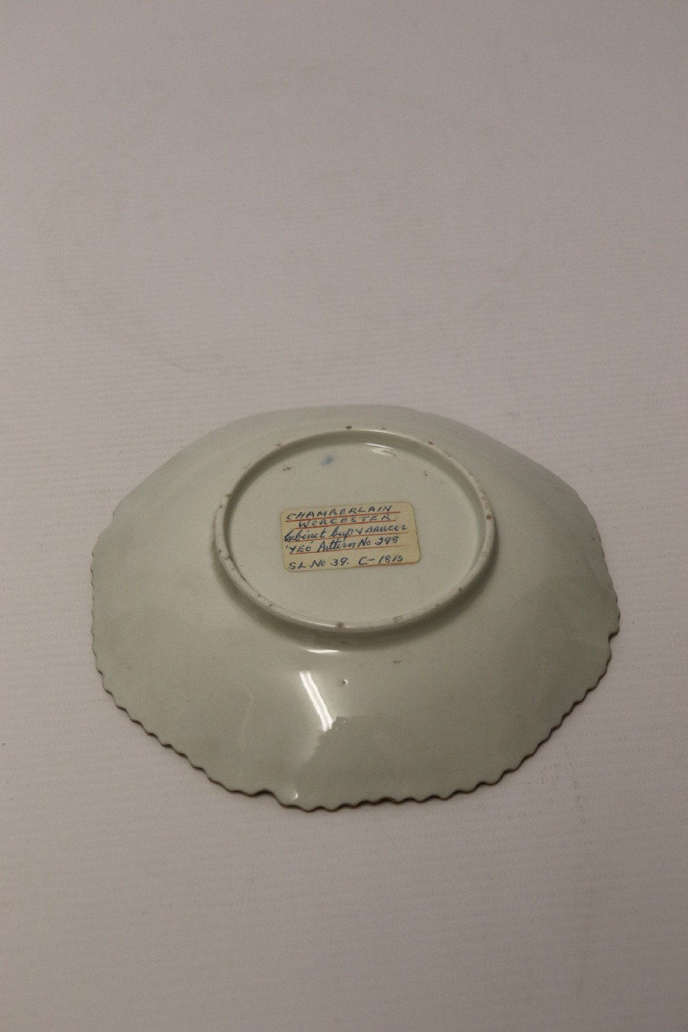 An early 19th c Chamberlain Worcester Cup and Saucer
From the Sir James Yeo Service.
 View VI