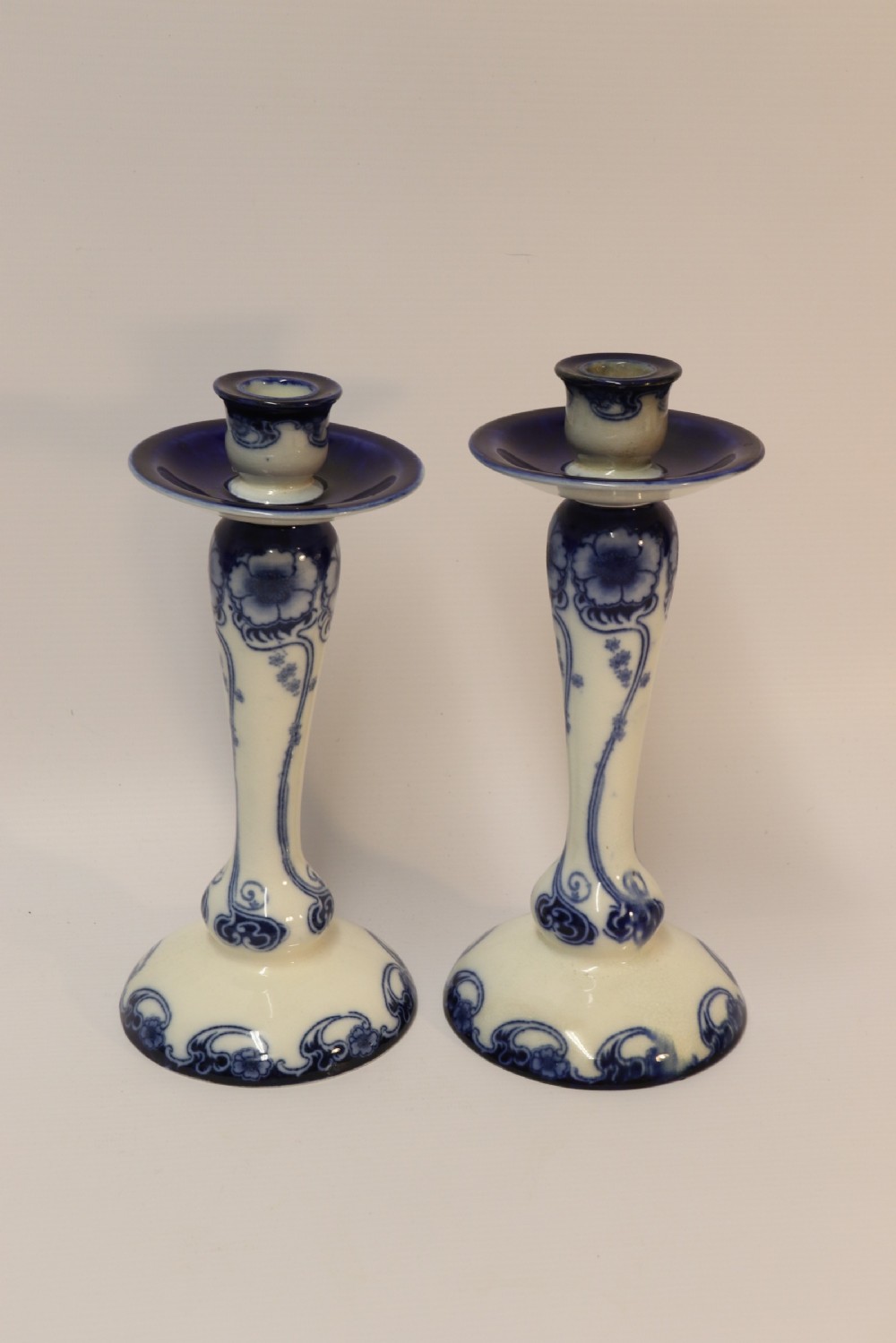 A pair of Art Nouveau Pottery Candle sticks View IV
