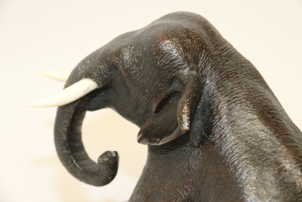 A pair of Japanese bronze elephant bookends Meiji Period, signed. View XI