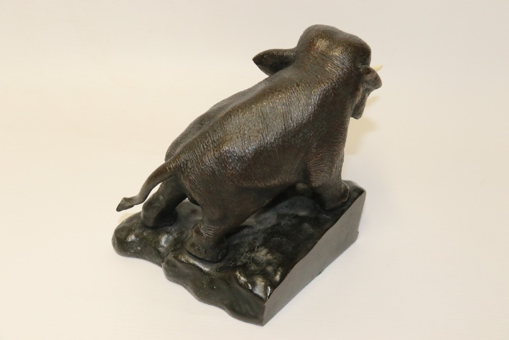 A pair of Japanese bronze elephant bookends Meiji Period, signed. View XII