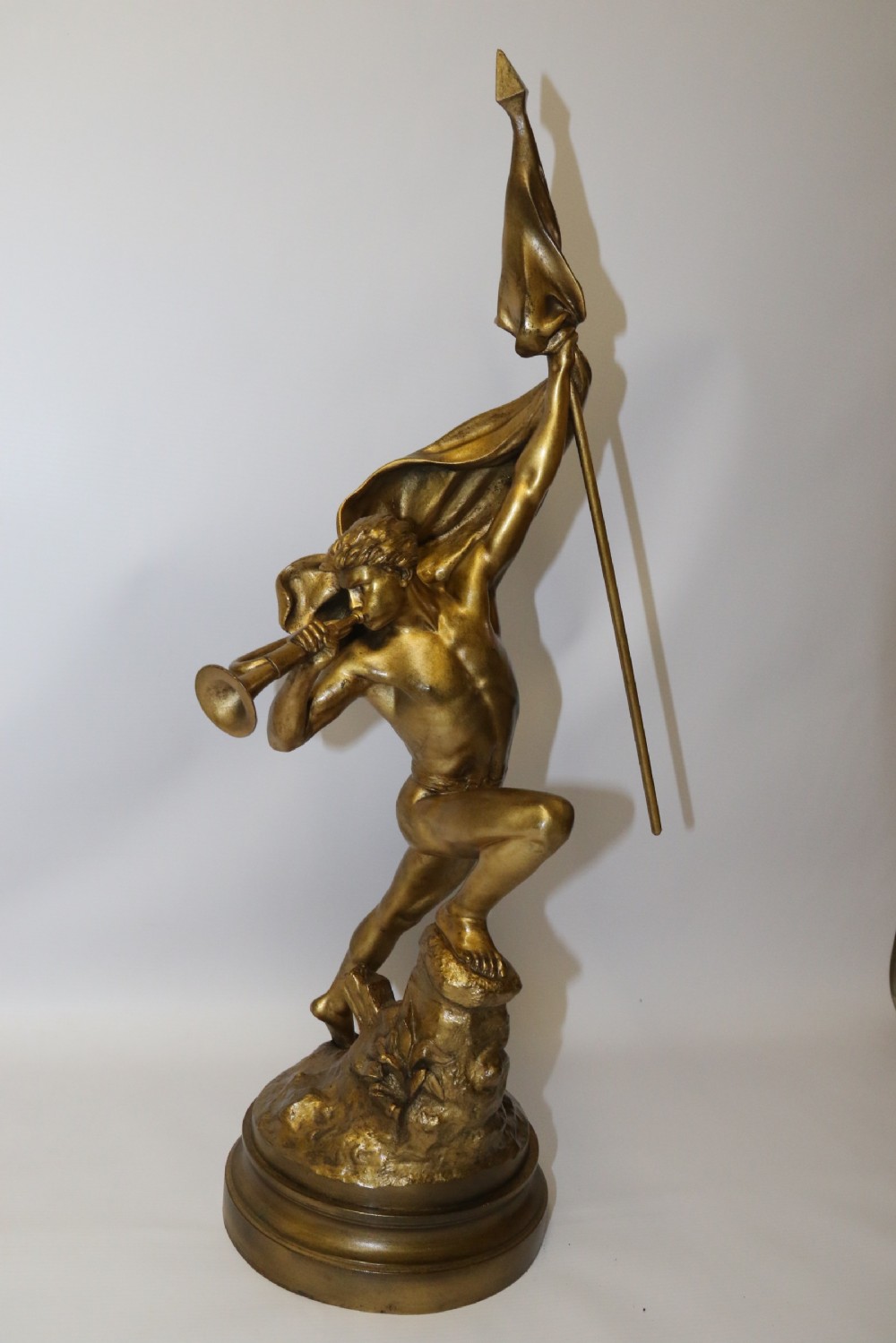 A large 19th century gilt bronze  study of a Triumphant Warrior. View IV