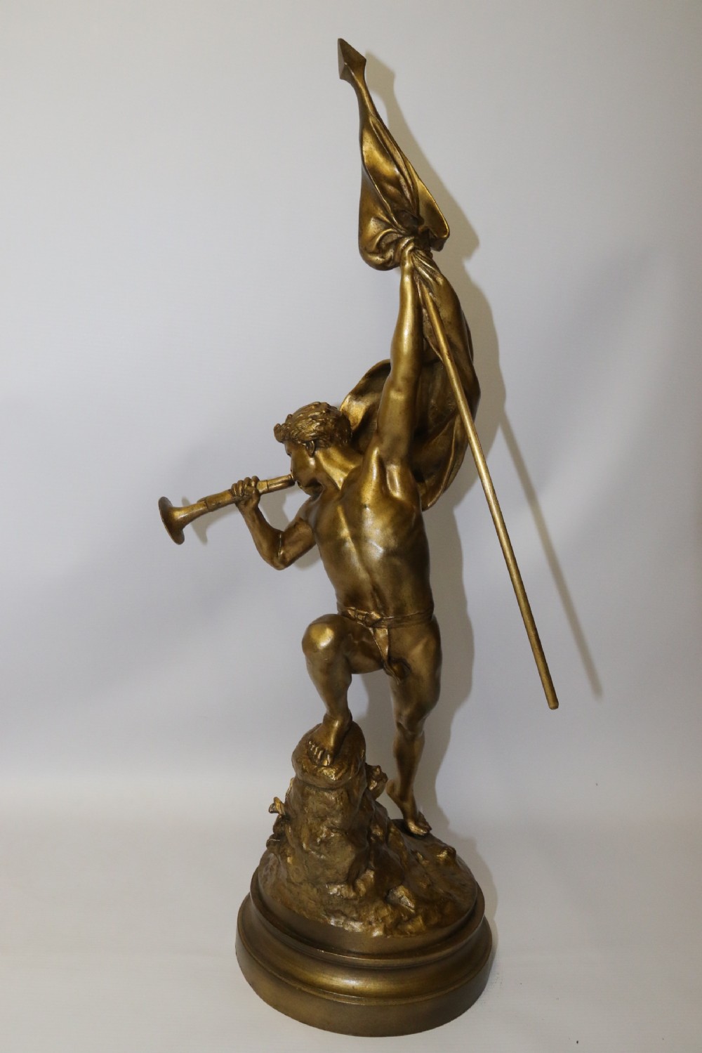 A large 19th century gilt bronze  study of a Triumphant Warrior. View V
