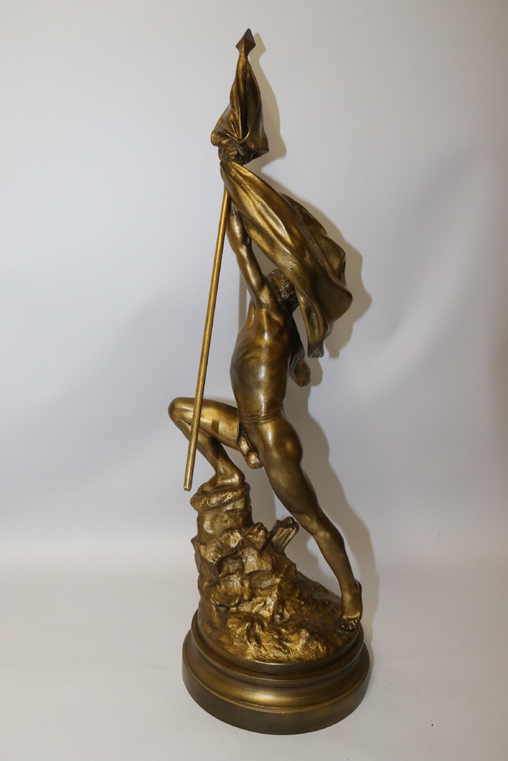 A large 19th century gilt bronze  study of a Triumphant Warrior. View VI