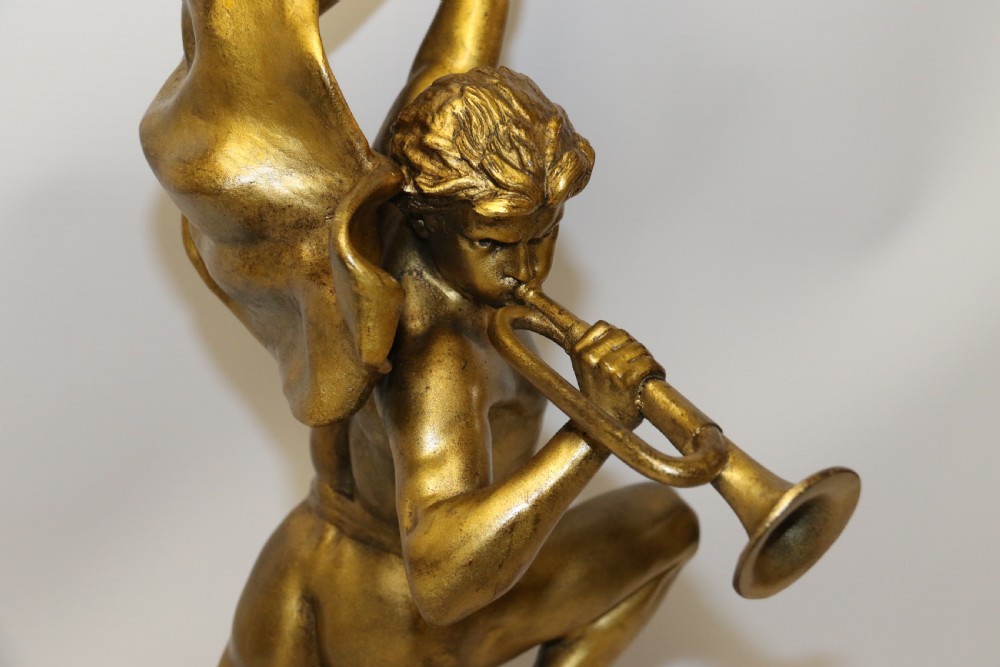 A large 19th century gilt bronze  study of a Triumphant Warrior. View VIII