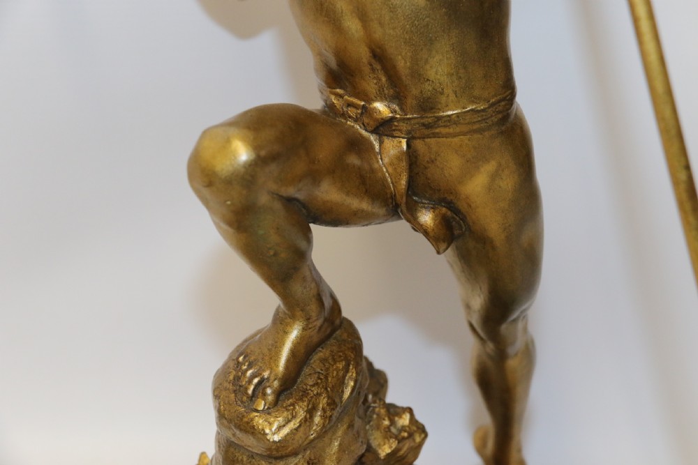A large 19th century gilt bronze  study of a Triumphant Warrior. View XII