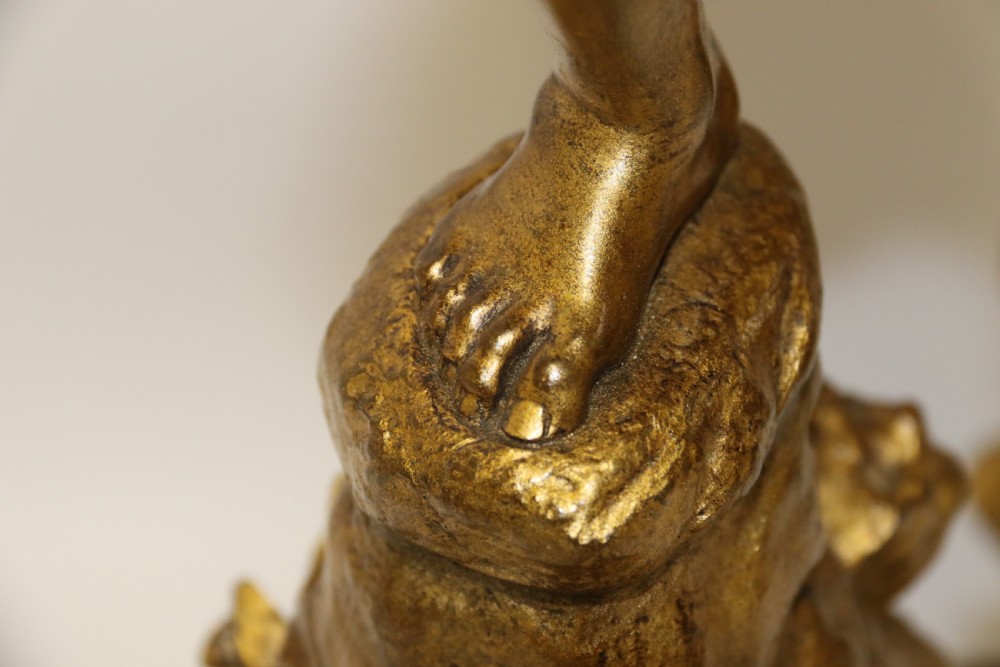 A large 19th century gilt bronze  study of a Triumphant Warrior. View XIV
