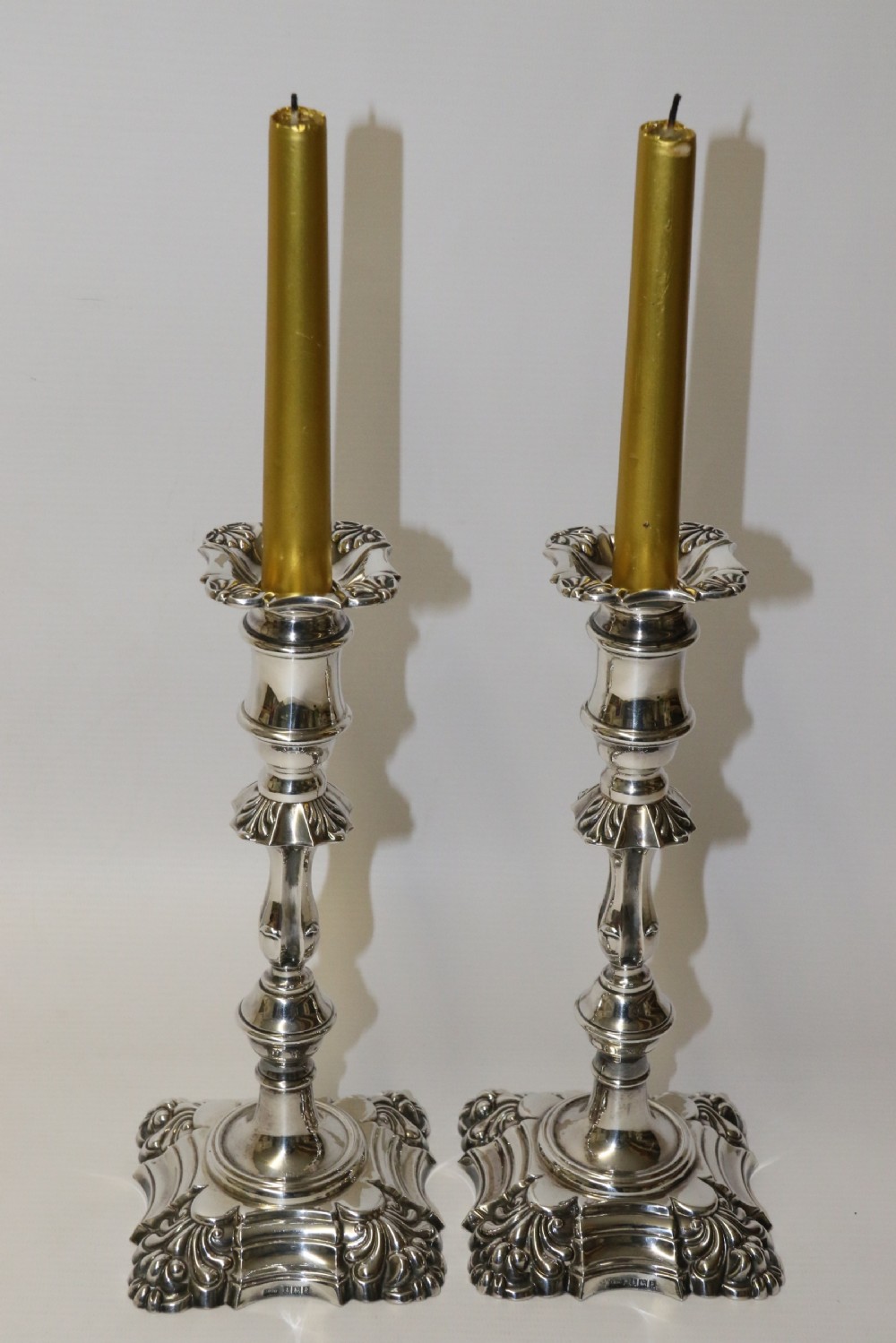 A fine pair of heavy gauge silver candle sticks View II