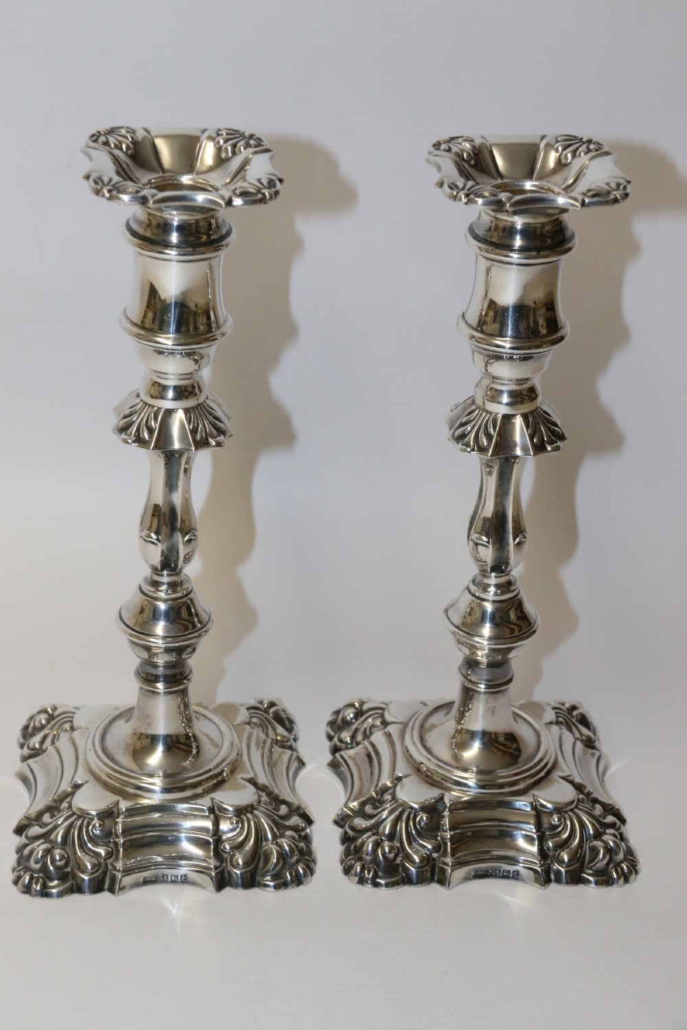 A fine pair of heavy gauge silver candle sticks View III