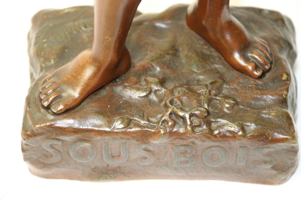 A 19th C Bronze figure of a Boy Playing a Flute, by Marcel Debut View XII