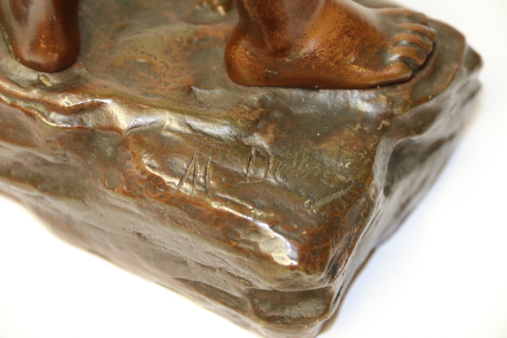 A 19th C Bronze figure of a Boy Playing a Flute, by Marcel Debut View XIV