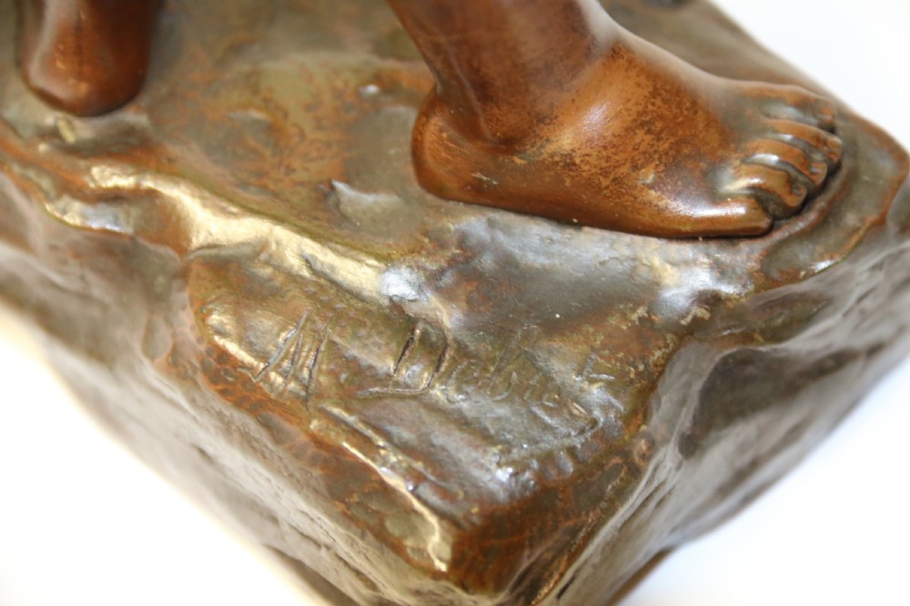 A 19th C Bronze figure of a Boy Playing a Flute, by Marcel Debut View XV