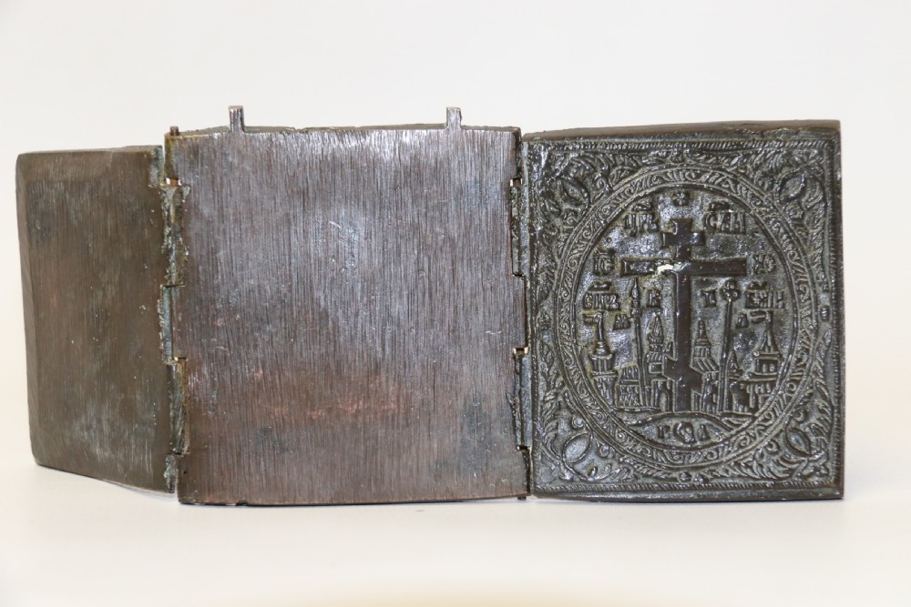 A 19th century Russian folding bronze and enamel icon View VII