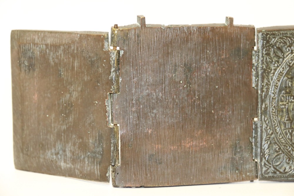 A 19th century Russian folding bronze and enamel icon View IX