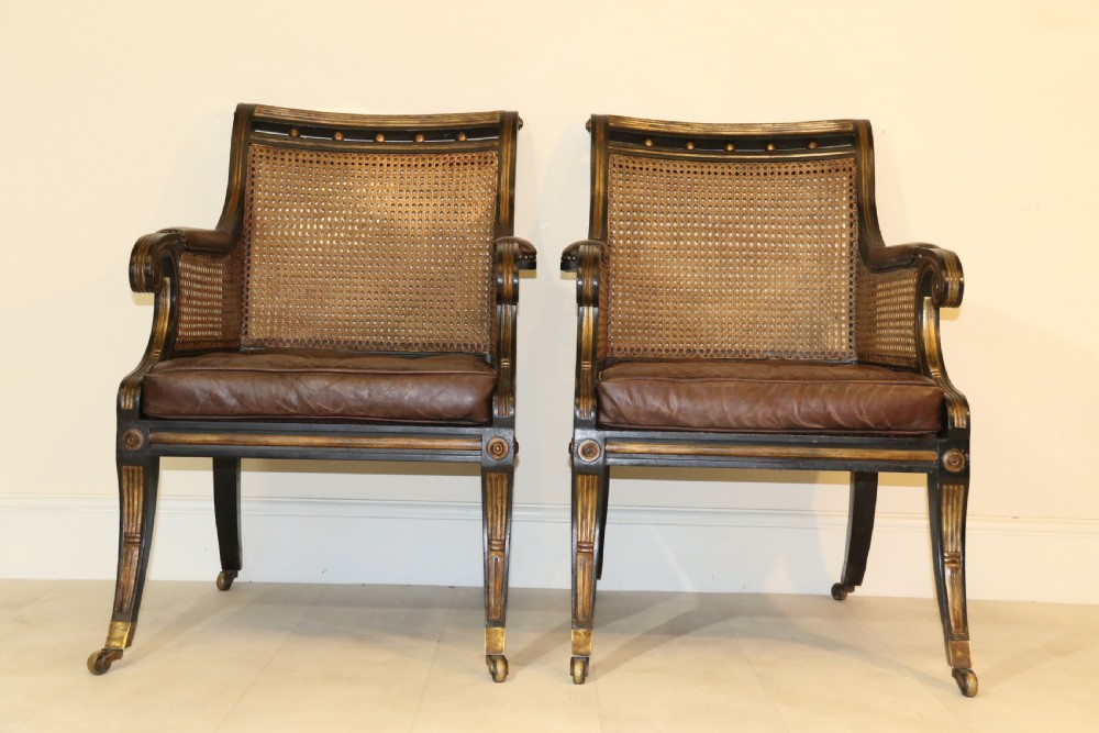 A superb pair of Bergère Library Chairs. View II