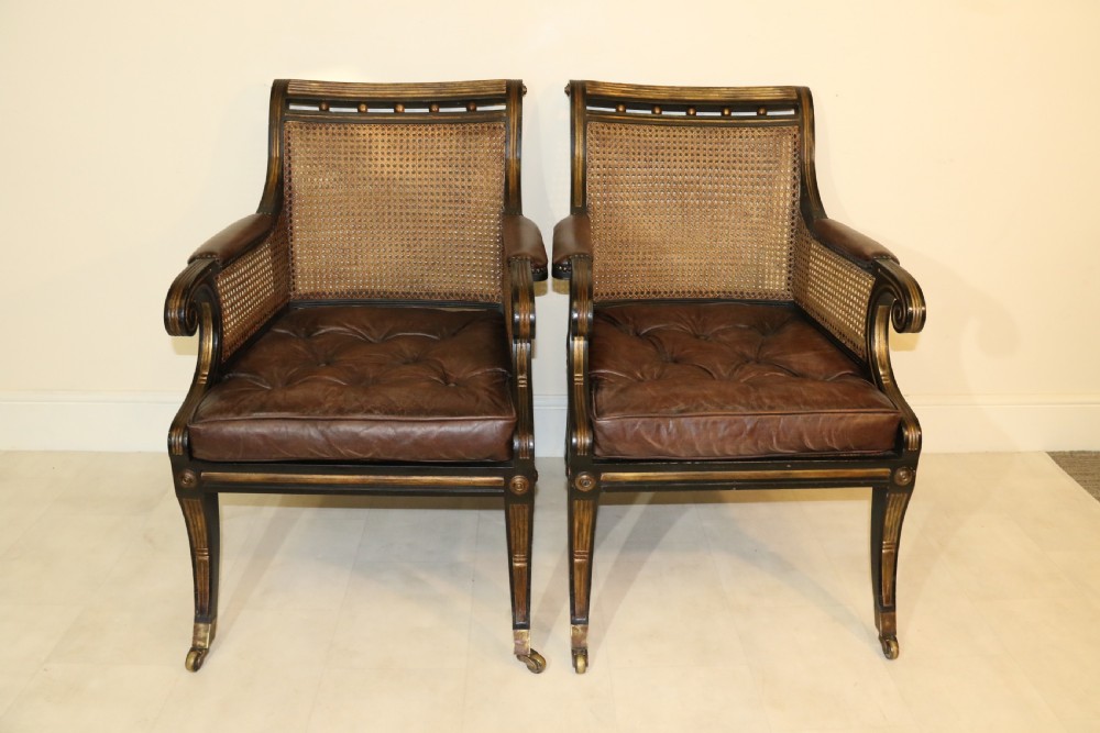 A superb pair of Bergère Library Chairs. View VI