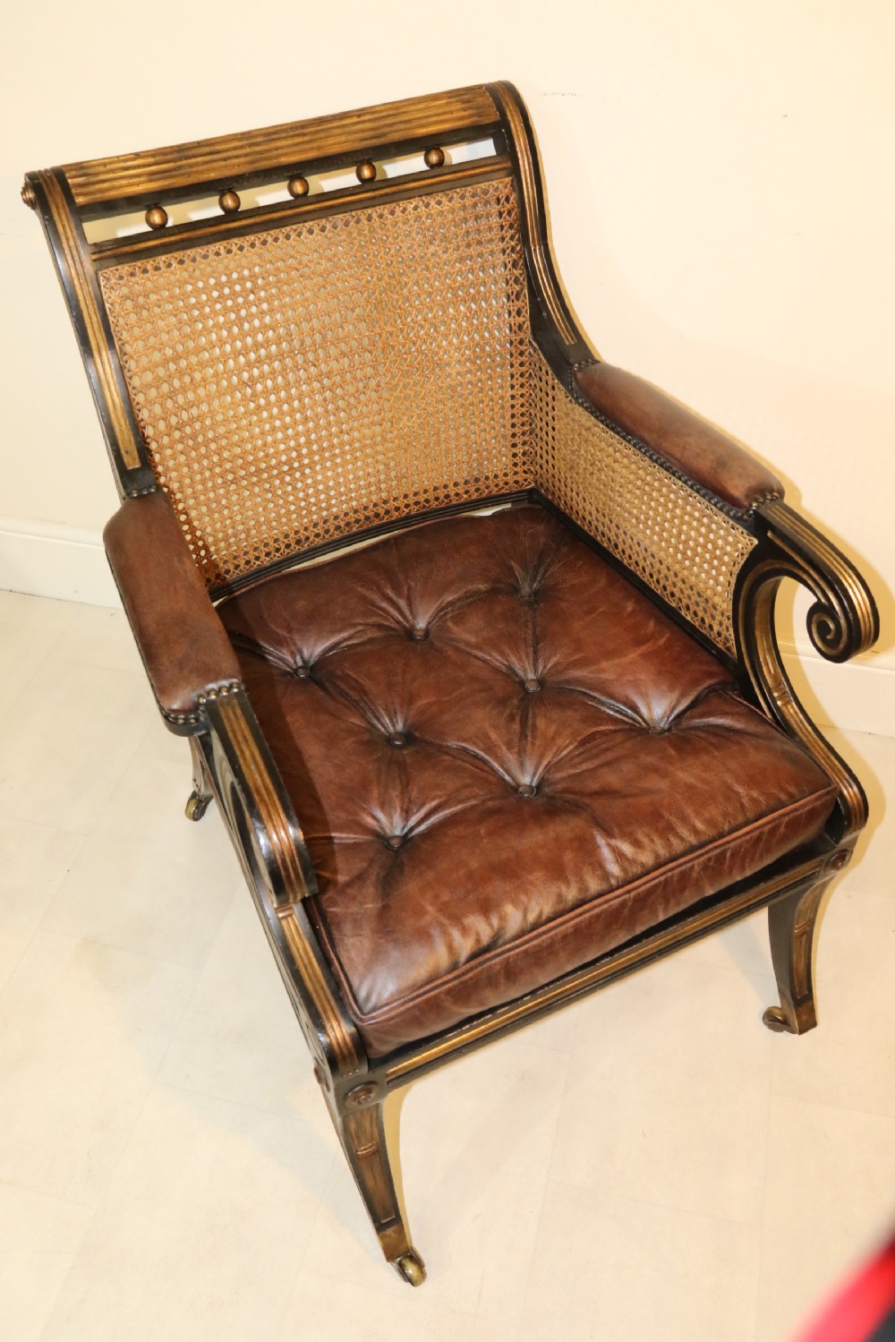 A superb pair of Bergère Library Chairs. View VIII
