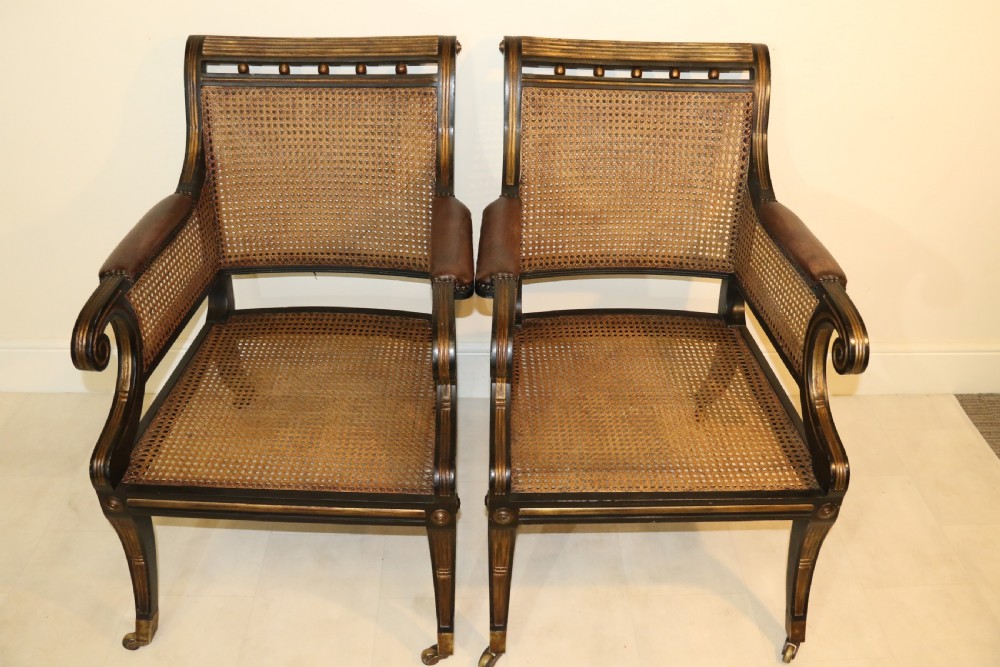 A superb pair of Bergère Library Chairs. View XXV