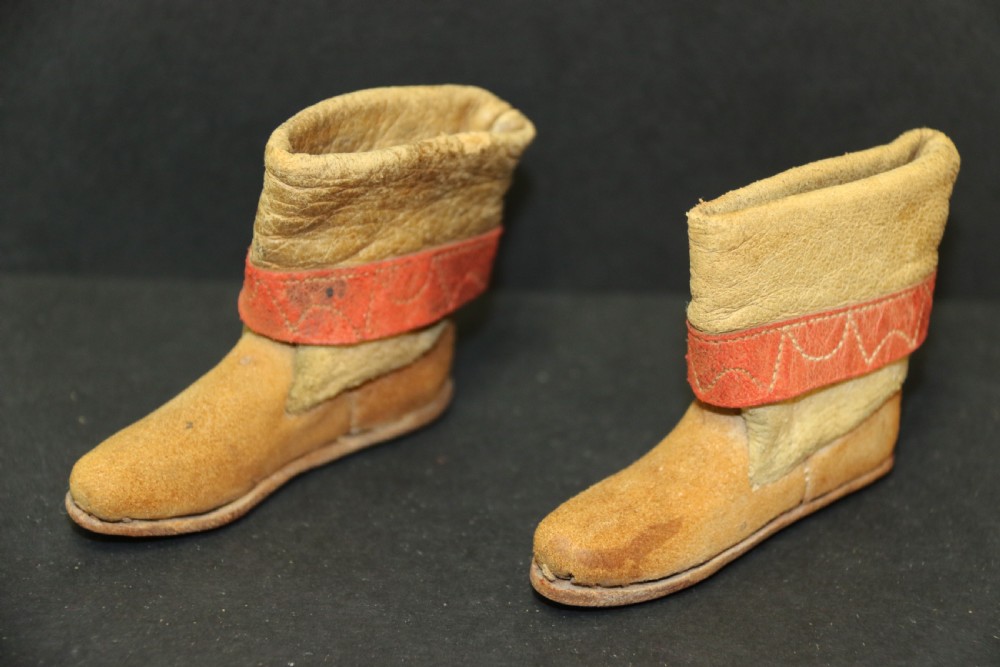 19th C Leather North American Indian Miniature Moccasins  View III