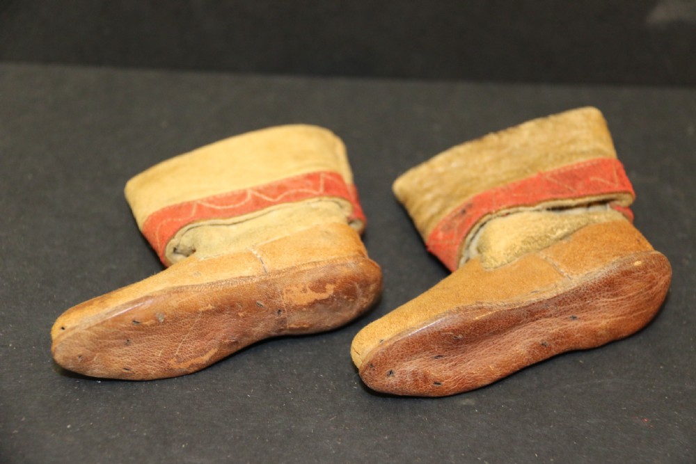 19th C Leather North American Indian Miniature Moccasins  View V