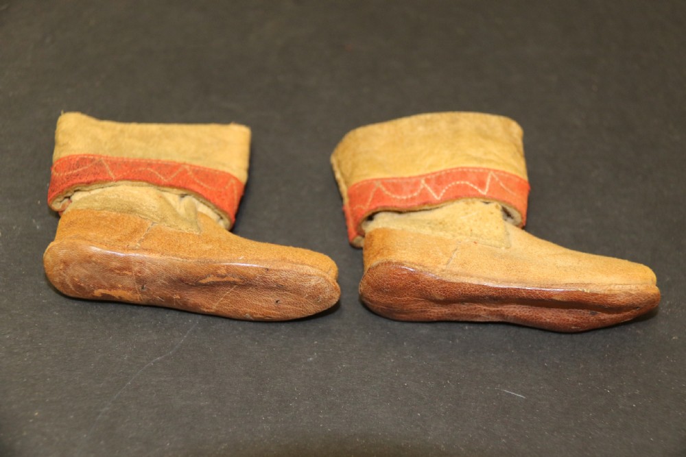 19th C Leather North American Indian Miniature Moccasins  View VI