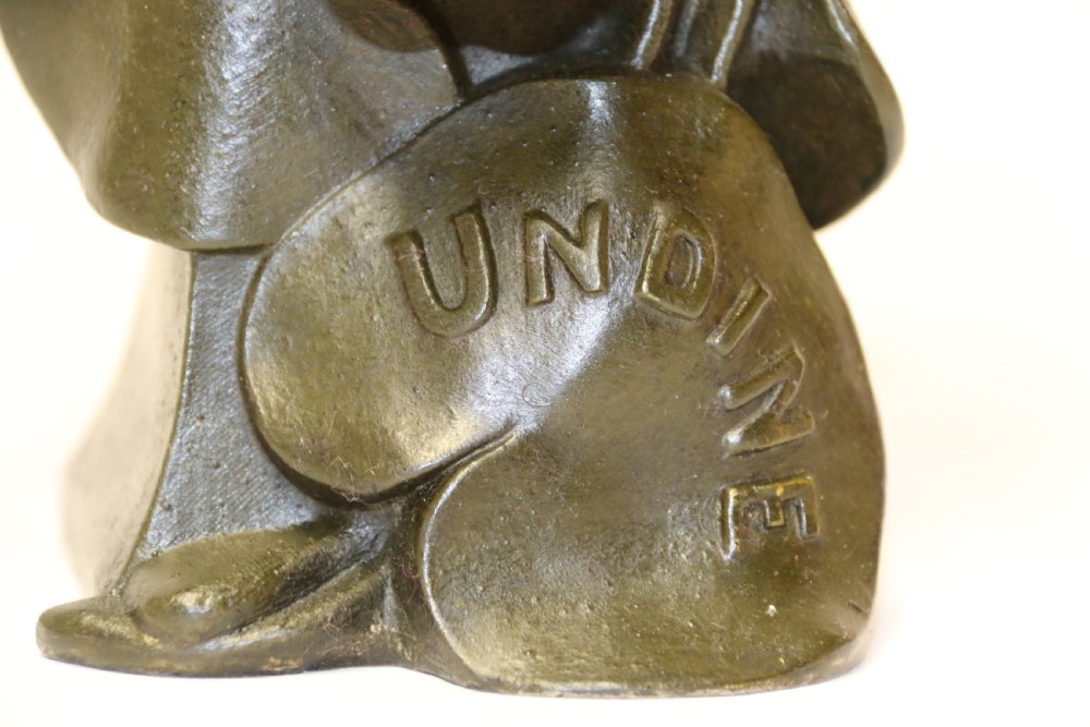 An Art Nouveau Spelter bust of a beautiful young woman entitled Undine View VIII