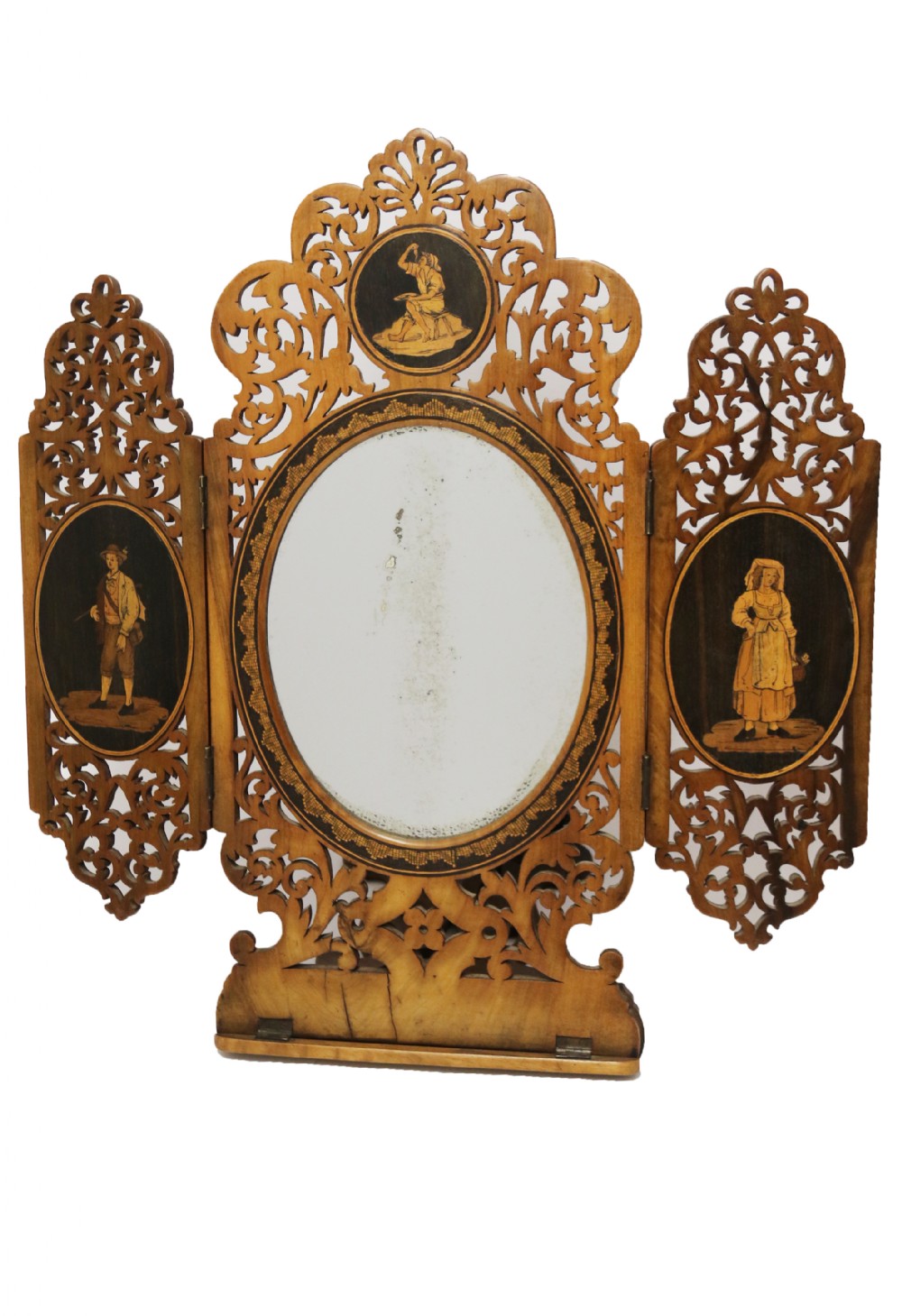 A Fine Grand Tour Italian Sorrento Ware Marquetry  Adjustable Mirror