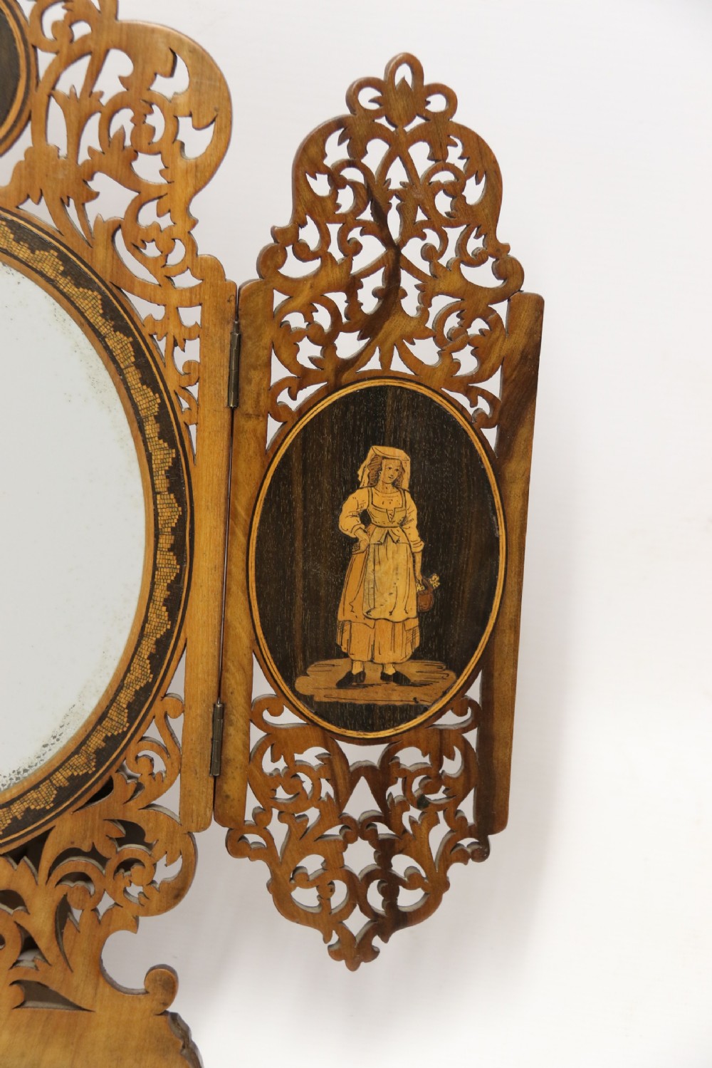 A Fine Grand Tour Italian Sorrento Ware Marquetry  Adjustable Mirror View II