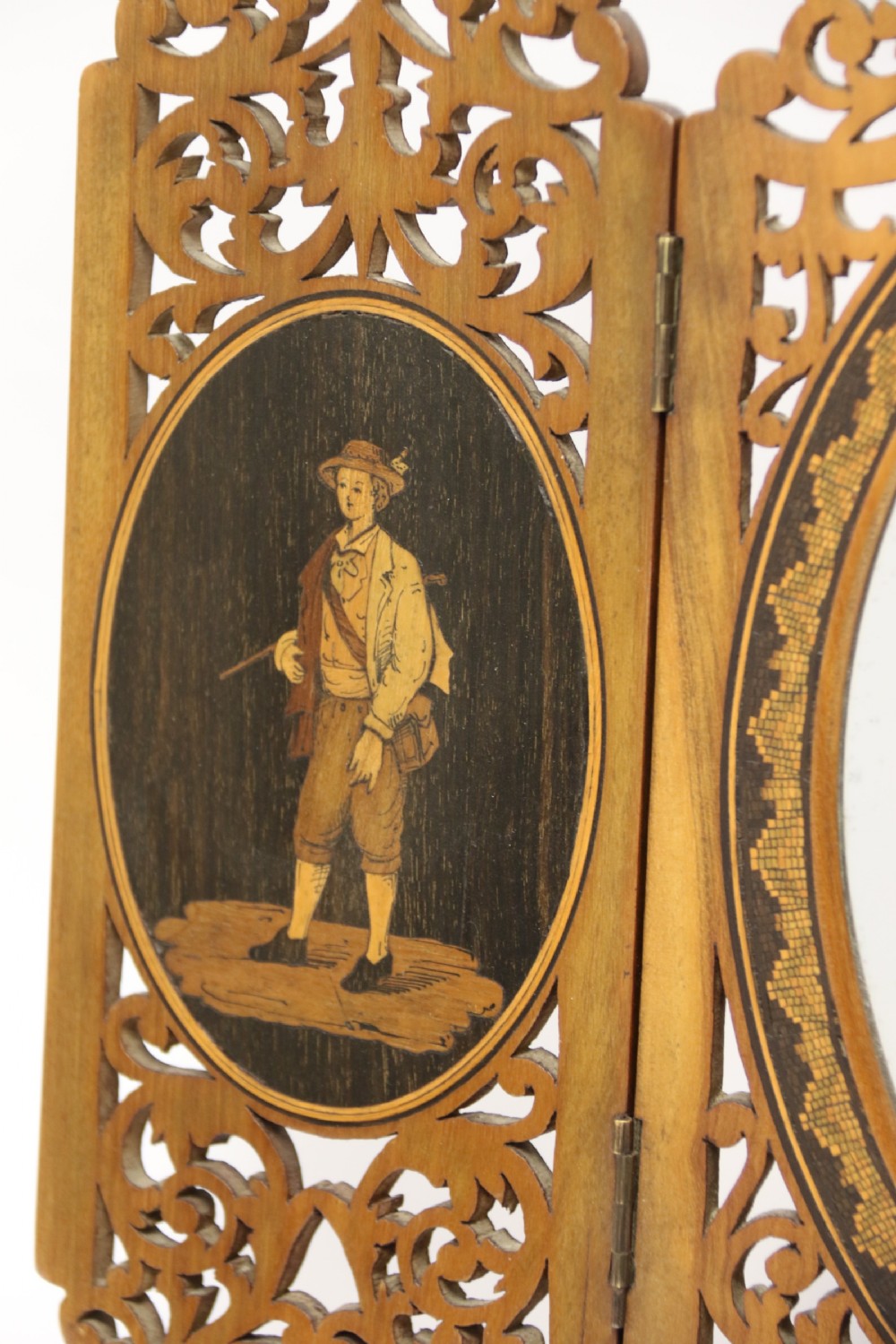 A Fine Grand Tour Italian Sorrento Ware Marquetry  Adjustable Mirror View III