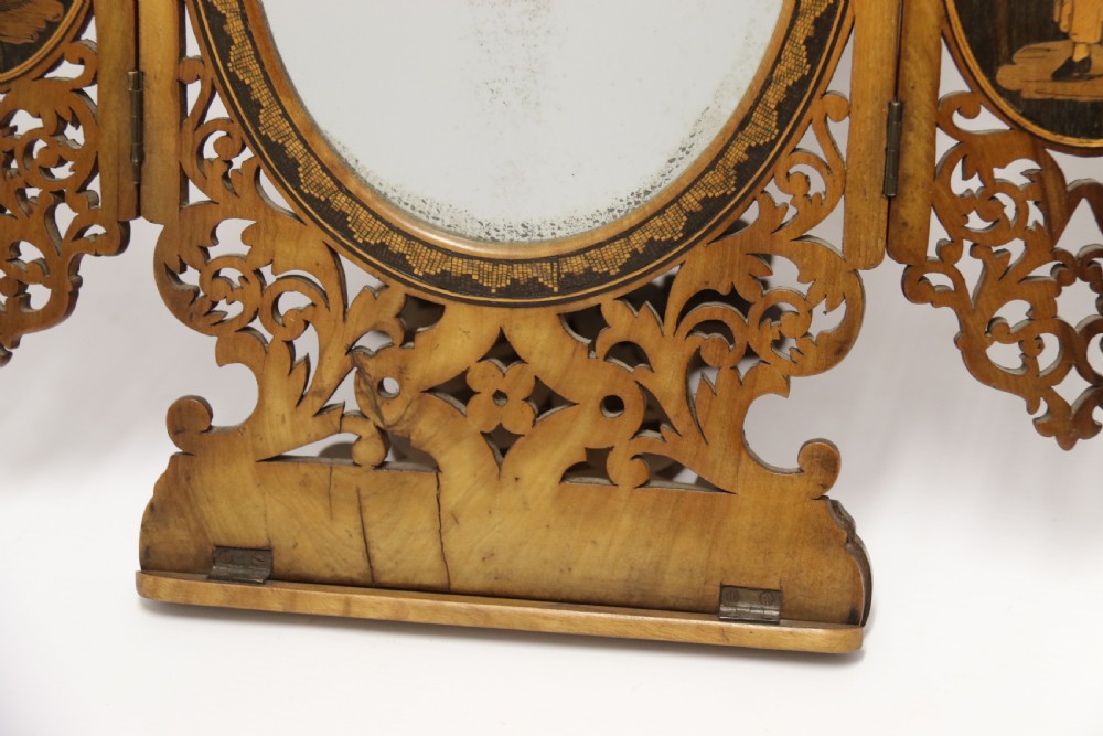 A Fine Grand Tour Italian Sorrento Ware Marquetry  Adjustable Mirror View IV
