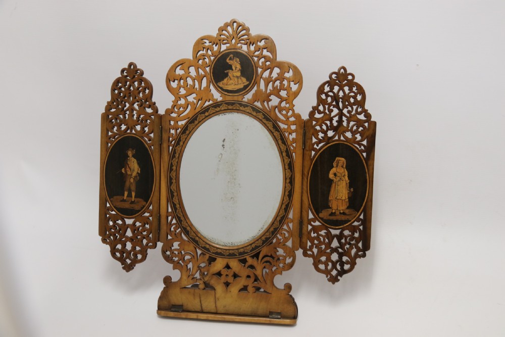 A Fine Grand Tour Italian Sorrento Ware Marquetry  Adjustable Mirror View V