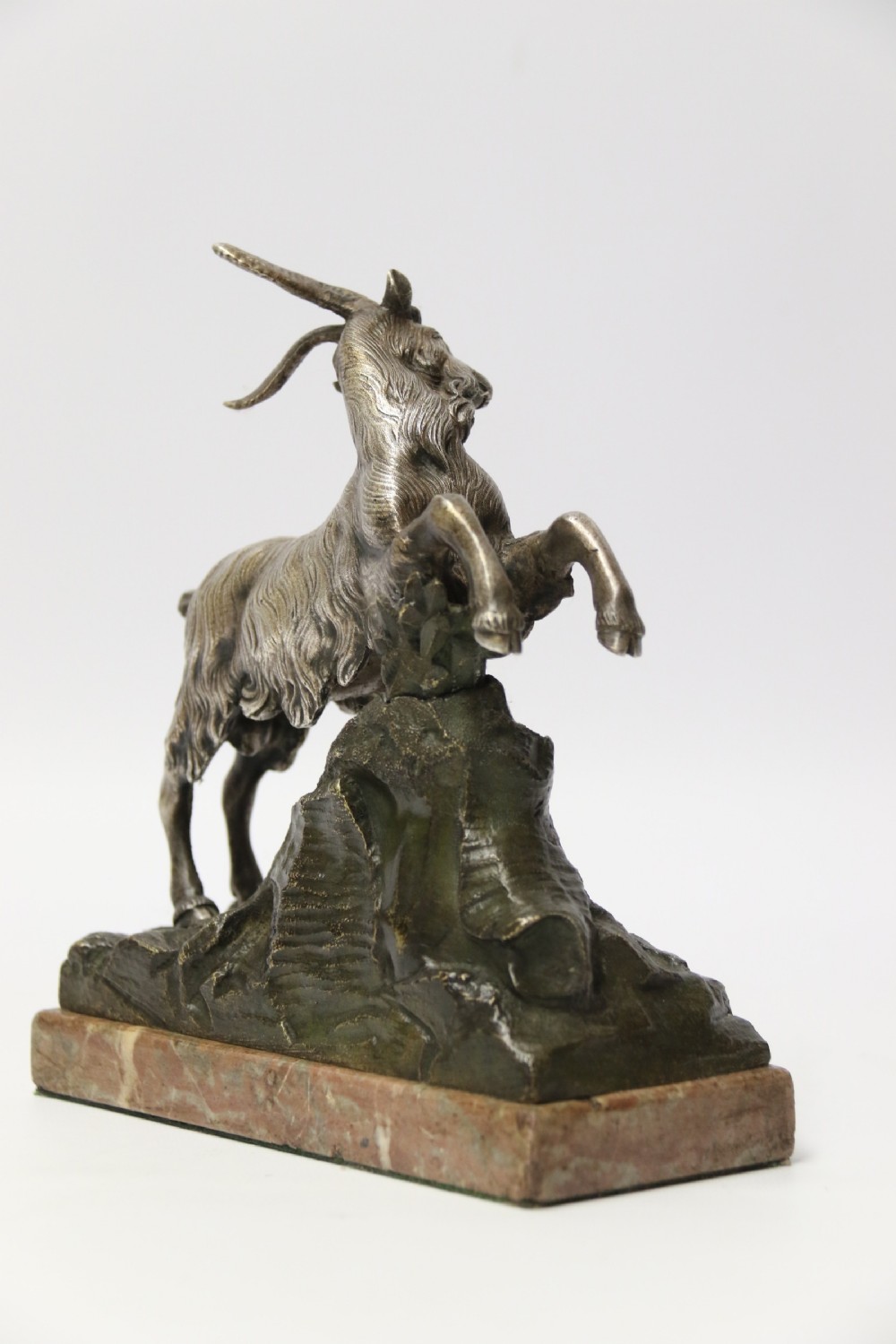 A mid 19th Century Silvered Bronze Study of  a Goat.  View IV
